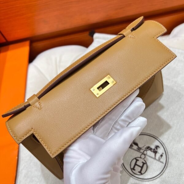 4B Biscuit Kelly Pochette Swift Leather Gold Hardware Full Handmade