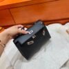 CK89 Nior/Black Kelly Pochette Swift Leather Silver Hardware Full Handmade