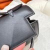 CK89 Nior/Black Kelly Pochette Swift Leather Silver Hardware Full Handmade