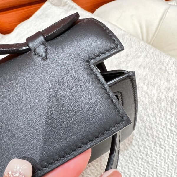 CK89 Nior/Black Kelly Pochette Swift Leather Silver Hardware Full Handmade