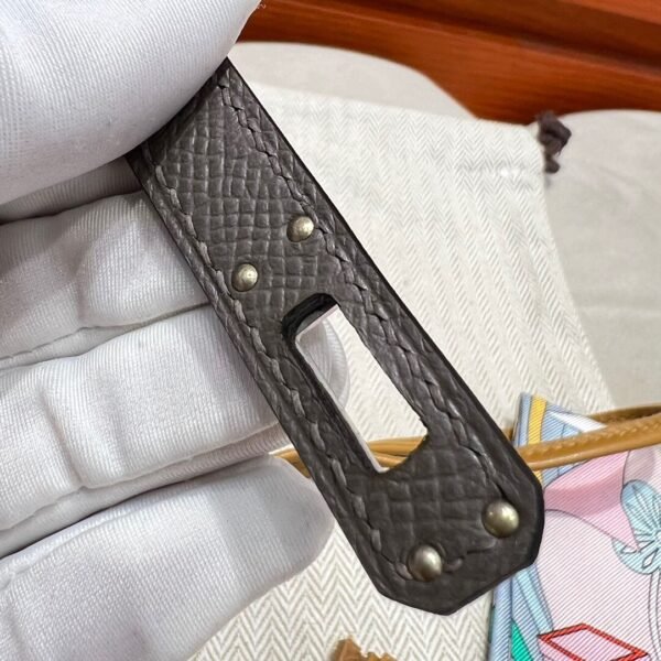 8F Etain Kelly Pochette Epsom Leather Silver Hardware Full Handmade