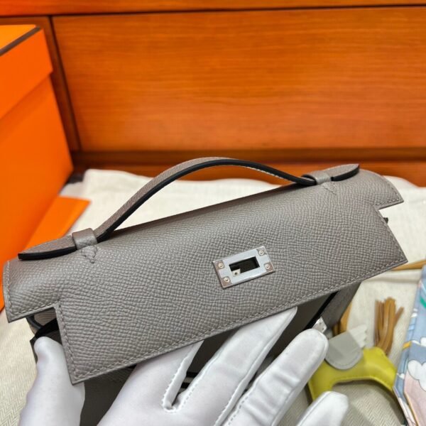 8F Etain Kelly Pochette Epsom Leather Silver Hardware Full Handmade