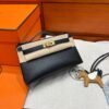 CK89 Black Kelly Pochette Swift Leather Gold Hardware Full Handmade