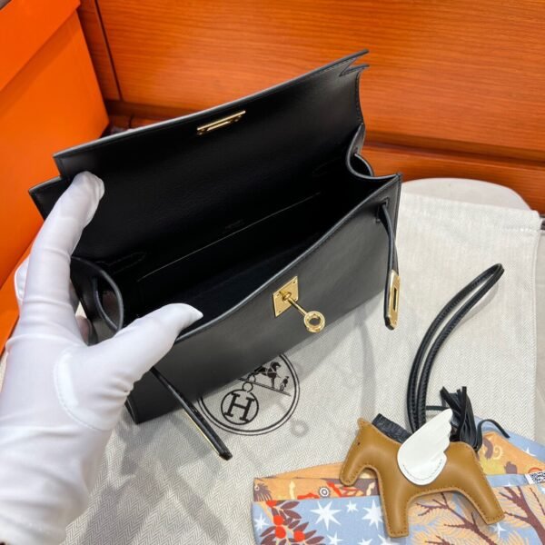CK89 Black Kelly Pochette Swift Leather Gold Hardware Full Handmade