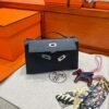 2Z Blue Nuit Kelly Pochette Epsom Leather Silver Hardware Full Handmade