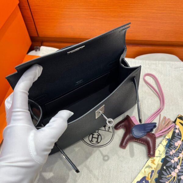 2Z Blue Nuit Kelly Pochette Epsom Leather Silver Hardware Full Handmade