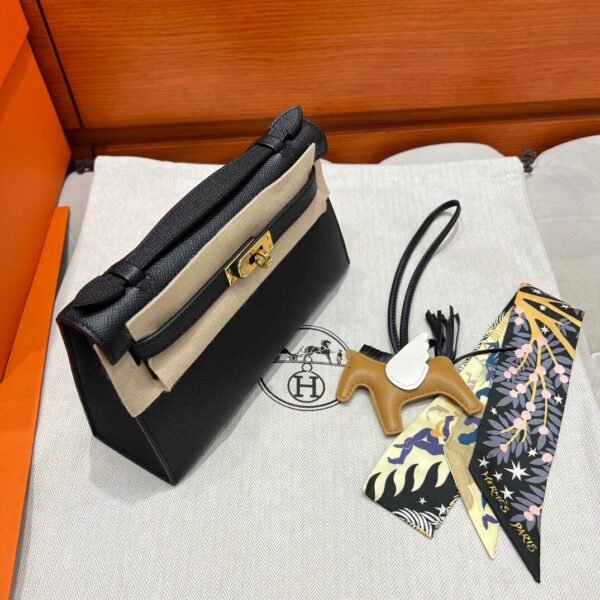 CK89 Black Kelly Pochette Epsom Leather Gold Hardware Full Handmade