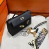 CK89 Black Kelly Pochette Epsom Leather Gold Hardware Full Handmade