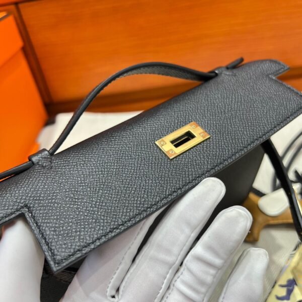 CK89 Black Kelly Pochette Epsom Leather Gold Hardware Full Handmade