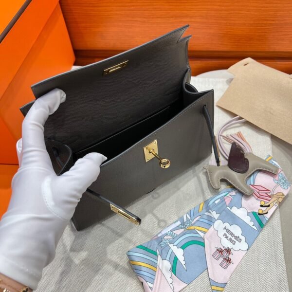 8F Etain Kelly Pochette Epsom Leathers Gold Hardware Full Handmade