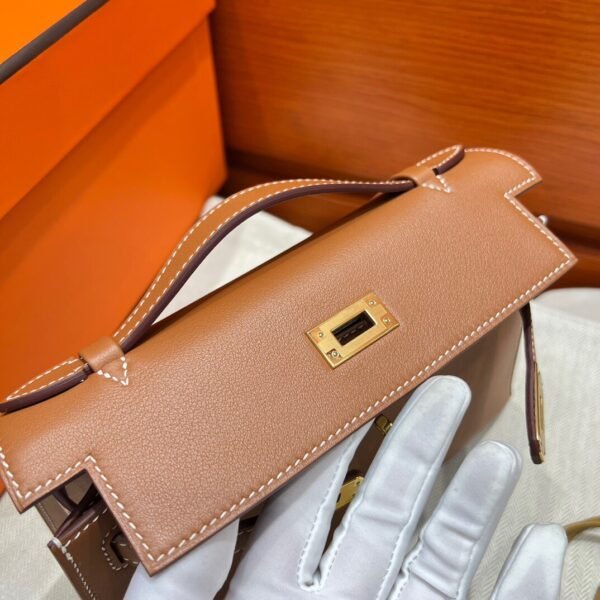 CK37 Gold Kelly Pochette Swift Leathers Gold Hardware Full Handmade