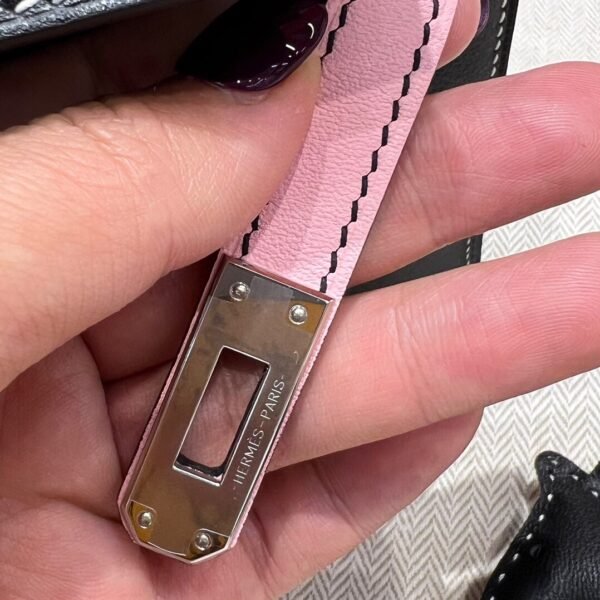 CK89 Black / 3Q Rose Kelly Pochette Swift Leathers Silver Hardware Full Handmade