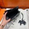 CK89 Black / 3Q Rose Kelly Pochette Swift Leathers Silver Hardware Full Handmade