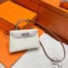 Craie / Gold / Mauve Pale Mini Kelly 19CM Epsom Leather Silver Hardware Full Handmade