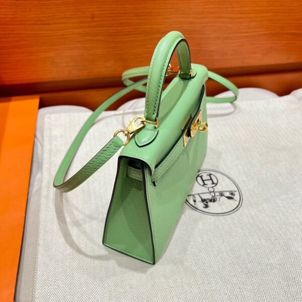 3I Vert Criquet Mini Kelly 19CM Chever Leather Gold Hardware Full Handmade