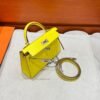 9N Cady Yellow Mini Kelly 19CM Chever Leather Silver Hardware Full Handmade