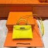 9N Cady Yellow Mini Kelly 19CM Chever Leather Silver Hardware Full Handmade