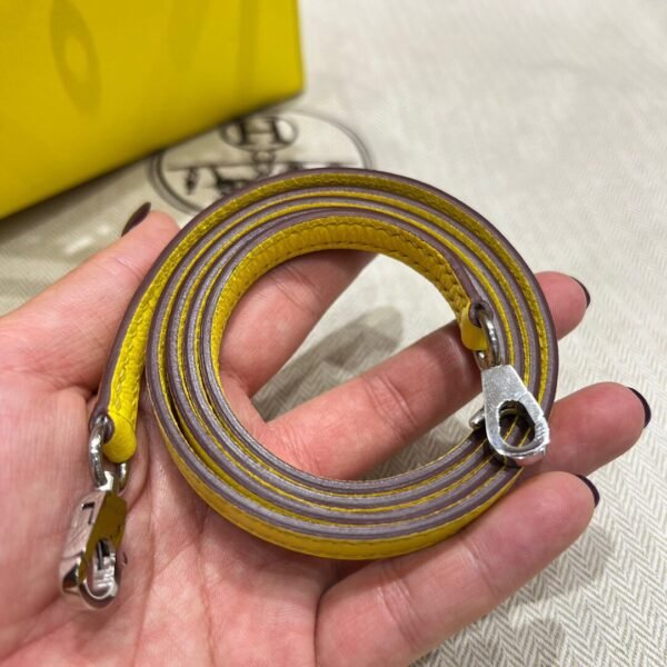 9N Cady Yellow Mini Kelly 19CM Chever Leather Silver Hardware Full Handmade