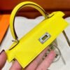 9N Cady Yellow Mini Kelly 19CM Chever Leather Silver Hardware Full Handmade