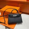 CK89 Black/Noir Mini Kelly 19CM Epsom Leather Silver Hardware Full Handmade