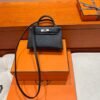 CK89 Black/Noir Mini Kelly 19CM Epsom Leather Silver Hardware Full Handmade