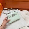 0S Vert FIzz Mini Kelly 19CM Chever Leather Silver Hardware Full Handmade