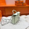 0S Vert FIzz Mini Kelly 19CM Chever Leather Silver Hardware Full Handmade