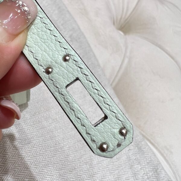 0S Vert FIzz Mini Kelly 19CM Chever Leather Silver Hardware Full Handmade