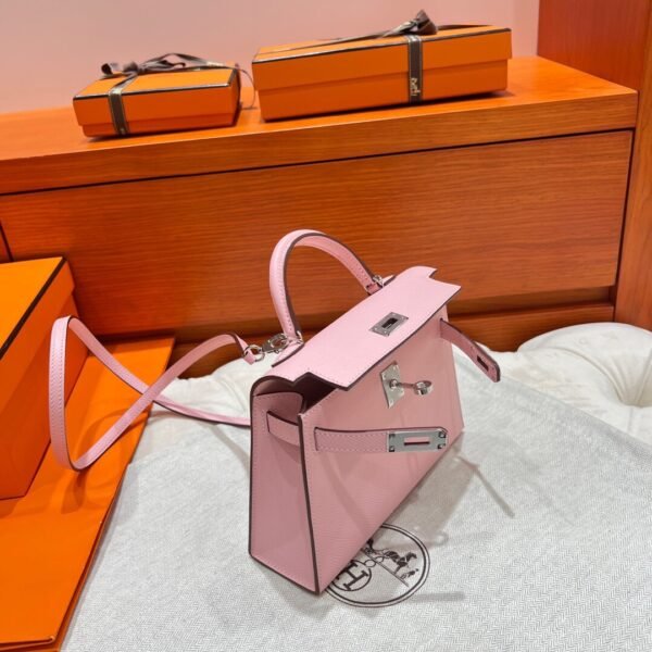 3Q Rose Sakura Mini Kelly 19CM Epsom Leather Silver Hardware Full Handmade