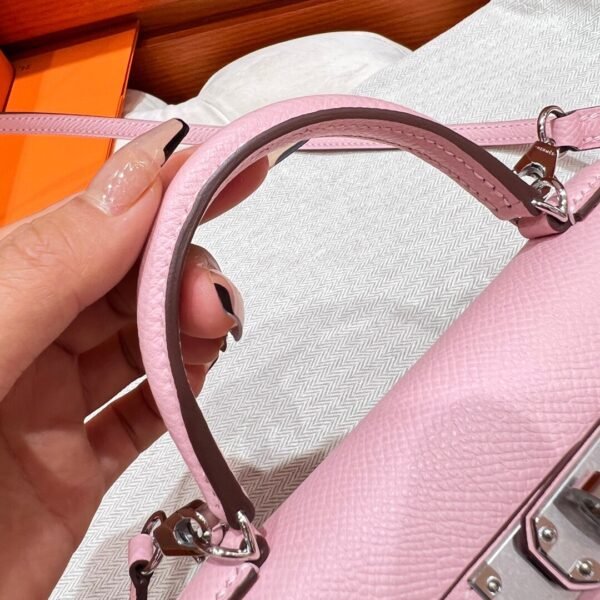 3Q Rose Sakura Mini Kelly 19CM Epsom Leather Silver Hardware Full Handmade