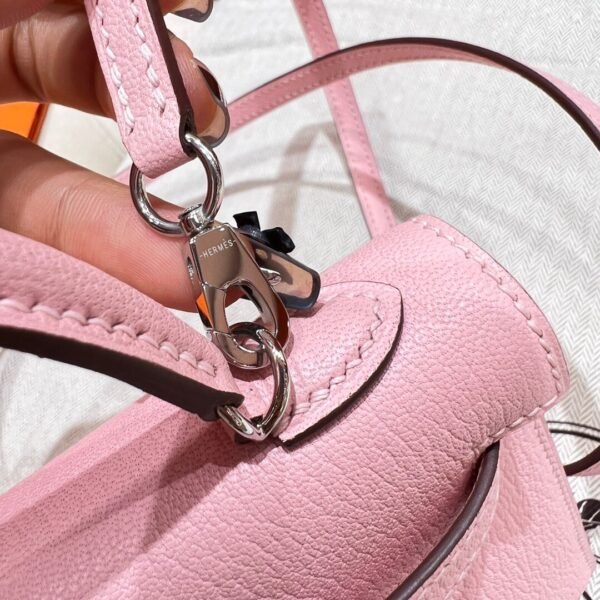 3Q Rose Sakura Mini Kelly 19CM Chever Leather Silver Hardware Full Handmade
