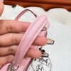 3Q Rose Sakura Mini Kelly 19CM Chever Leather Silver Hardware Full Handmade