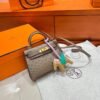 M8 Gris Aslhalte Mini Kelly 19CM KK Ostrich Leather Gold Hardware Full Handmade