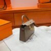 M8 Gris Aslhalte Mini Kelly 19CM KK Ostrich Leather Gold Hardware Full Handmade
