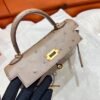 M8 Gris Aslhalte Mini Kelly 19CM KK Ostrich Leather Gold Hardware Full Handmade