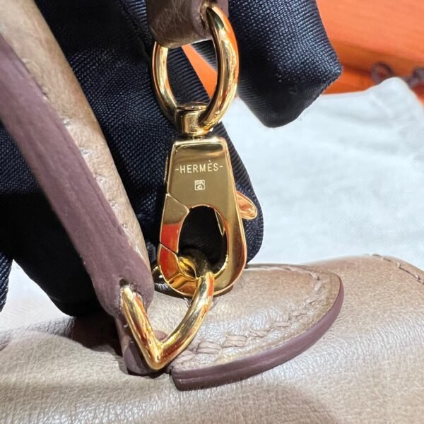 M8 Gris Aslhalte Mini Kelly 19CM KK Ostrich Leather Gold Hardware Full Handmade