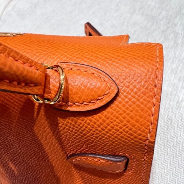 93 Orange Mini Kelly 19CM Epsom Leather Gold Hardware Full Handmade
