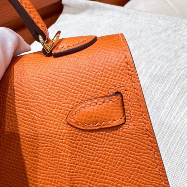 93 Orange Mini Kelly 19CM Epsom Leather Gold Hardware Full Handmade