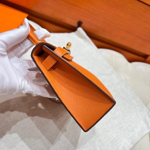 93 Orange Mini Kelly 19CM Epsom Leather Gold Hardware Full Handmade