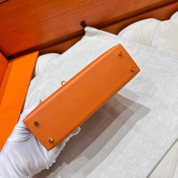 93 Orange Mini Kelly 19CM Epsom Leather Gold Hardware Full Handmade