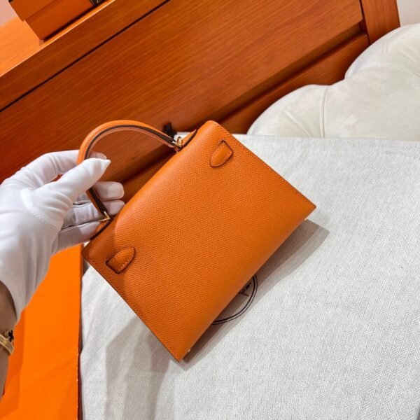 93 Orange Mini Kelly 19CM Epsom Leather Gold Hardware Full Handmade