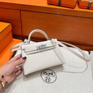CK10 Craie Mini Kelly 19CM Epsom Leather Silver Hardware Full Handmade