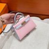 3Q Rose Sakura / To Blue Brume Mini Kelly 19CM Chever Leather Gold Hardware Full Handmade