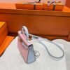 3Q Rose Sakura / To Blue Brume Mini Kelly 19CM Chever Leather Gold Hardware Full Handmade