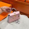 3Q Rose Sakura / To Blue Brume Mini Kelly 19CM Chever Leather Gold Hardware Full Handmade