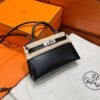 CK89 Black Mini Kelly 19CM Box Leather Silver Hardware Full Handmade