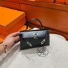 CK89 Black Mini Kelly 19CM Box Leather Silver Hardware Full Handmade