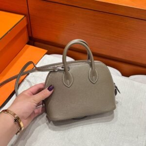 CK18 Etoupe Mini Bolide Goatskin Chever Leather Silver Hardware Full Handmade