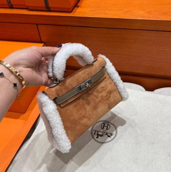 CK37 Gold Mini Kelly Chamois / Chever / Swift Leather Bag Silver Hardware Full Handmade