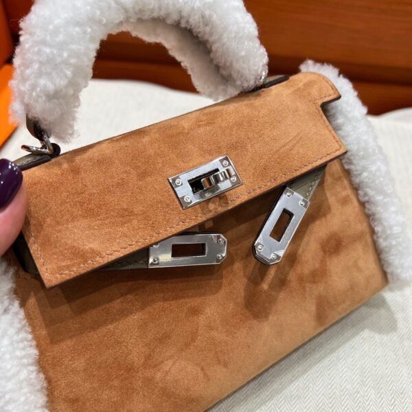 CK37 Gold Mini Kelly Chamois / Chever / Swift Leather Bag Silver Hardware Full Handmade